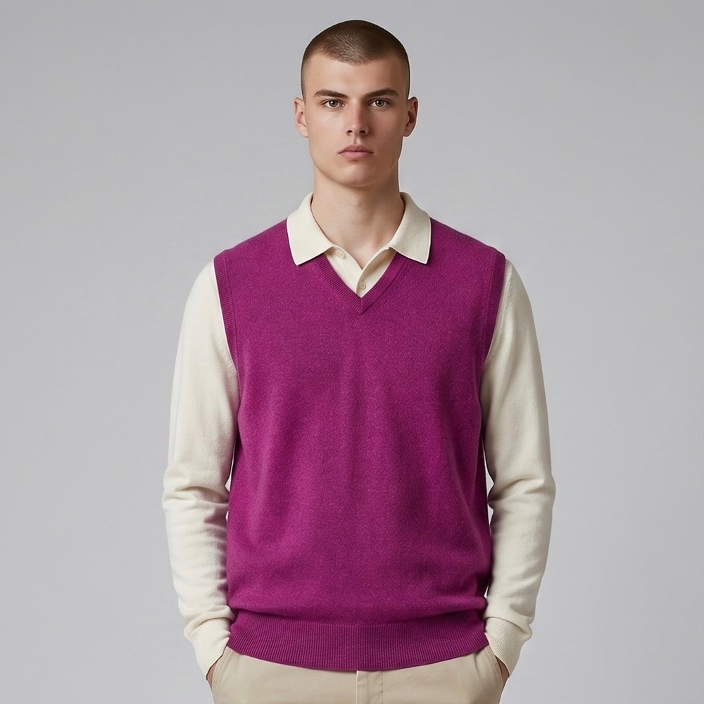 Peter Millar Sweater Vest Men's L Burgundy Cashmere V-Neck Golf Pullover Jumper